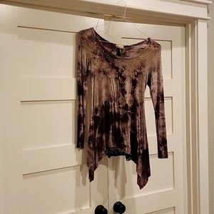 Tye die gem zip lace blouse